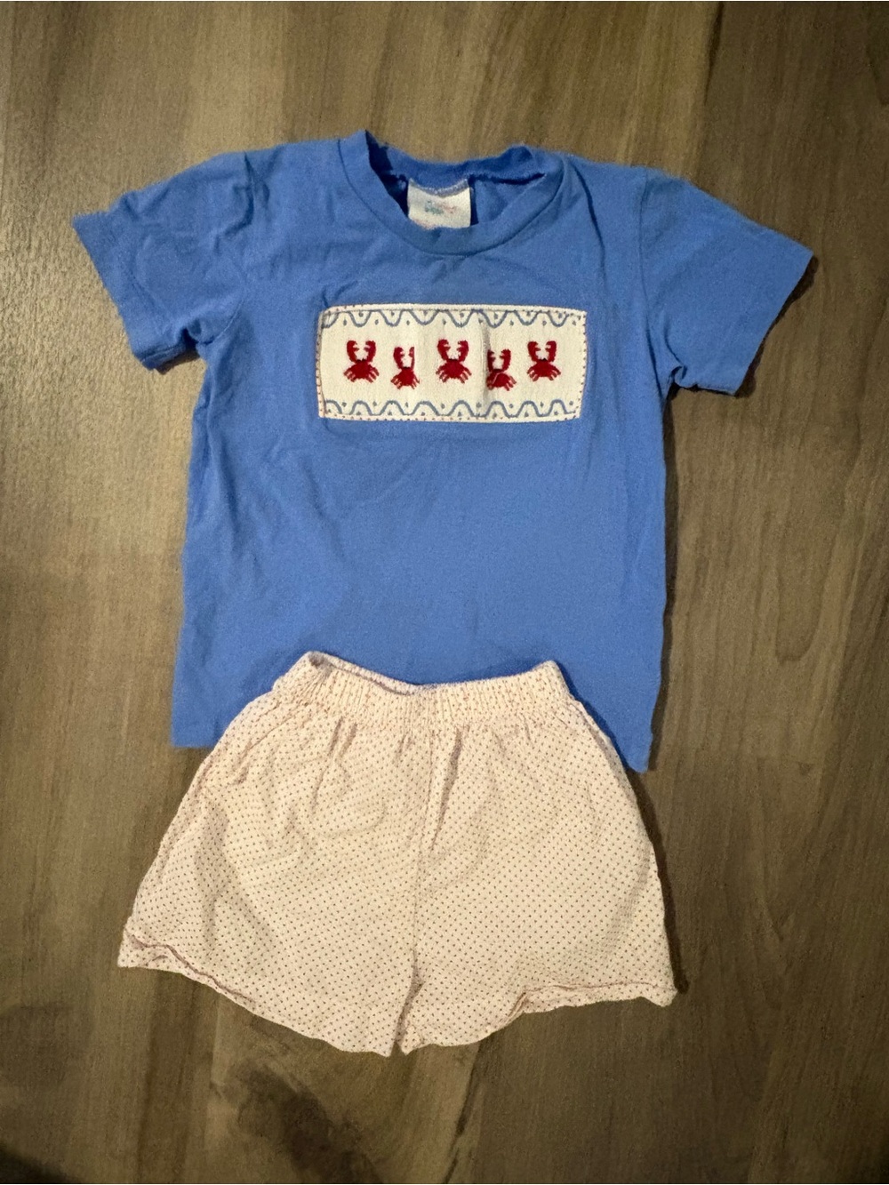 Stitchy fish smocked boy outfit with shorts- 24 months- also have sister match
